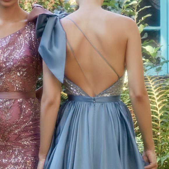 NEW LONG OFF THE SHOULDERS SLEEVELESS DRESS WITH SATIN SKIRT AND ZIP AL A1161 - Picture 5 of 6
